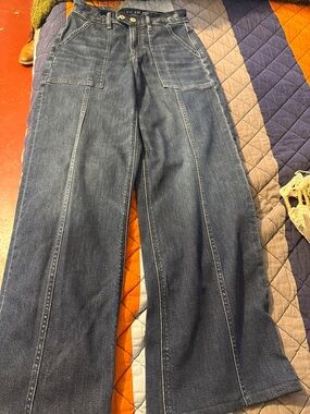 American Eagle Dark Blue High Waist Paneled Jeans
